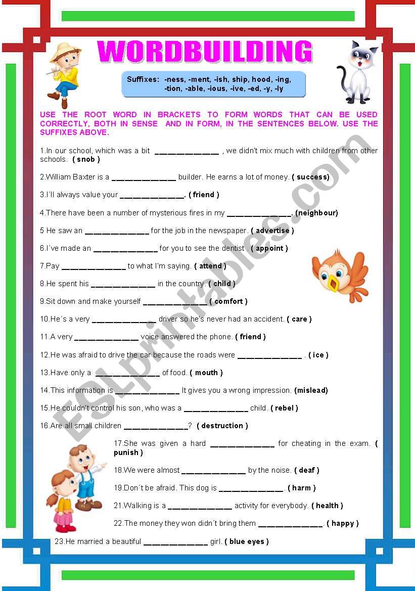 Wordbuilding(1) worksheet