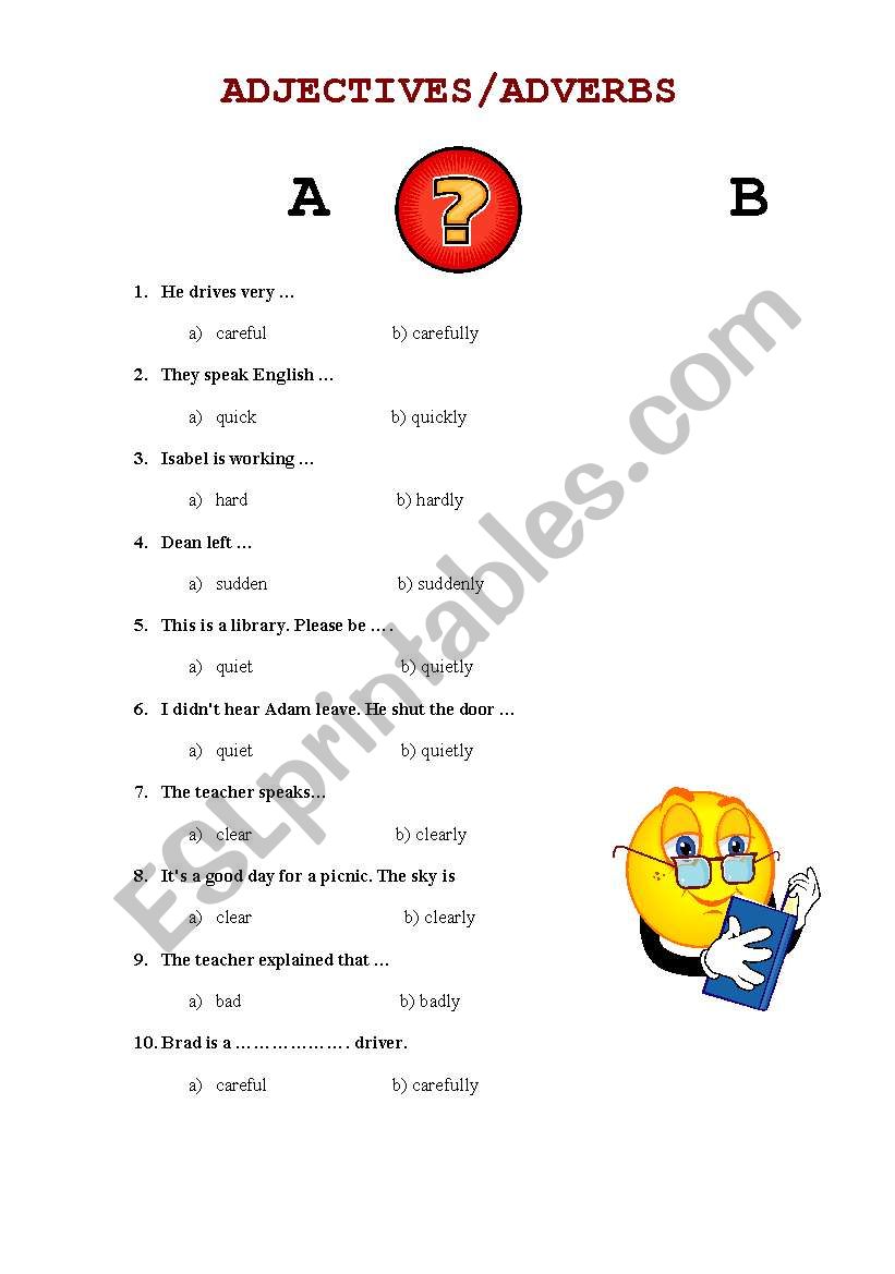 Adjectives/Adverbs worksheet