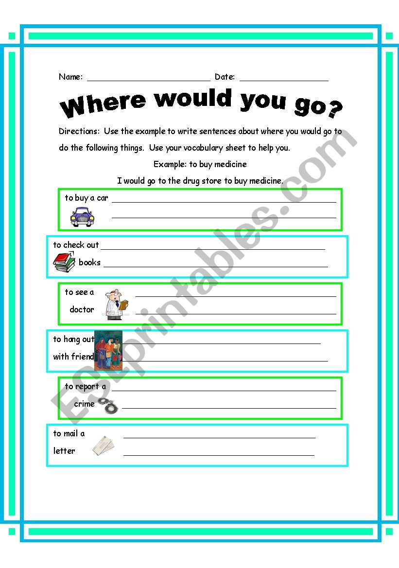 Where would you go? worksheet