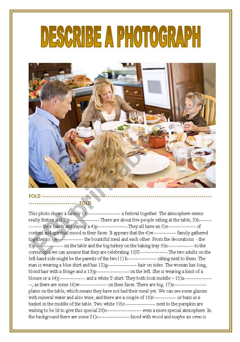 Describe a photograph worksheet
