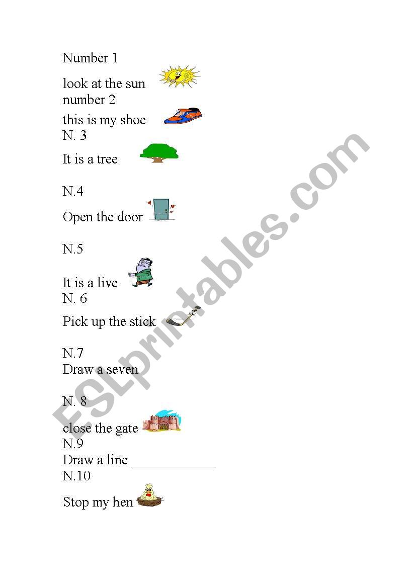 song number worksheet