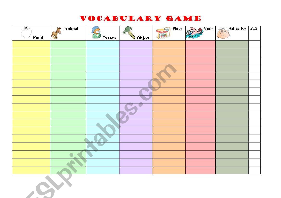 VOCABULARY GAME 