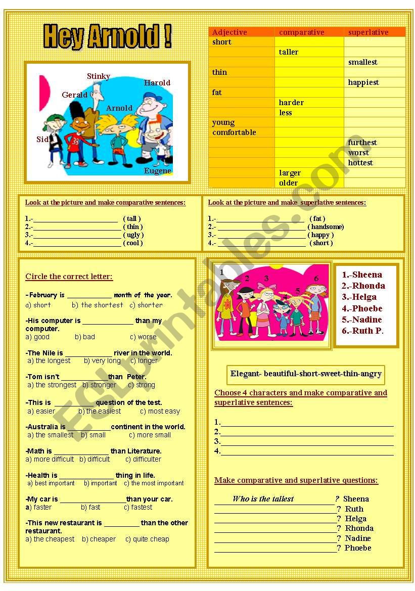 Comparative and Superlative worksheet