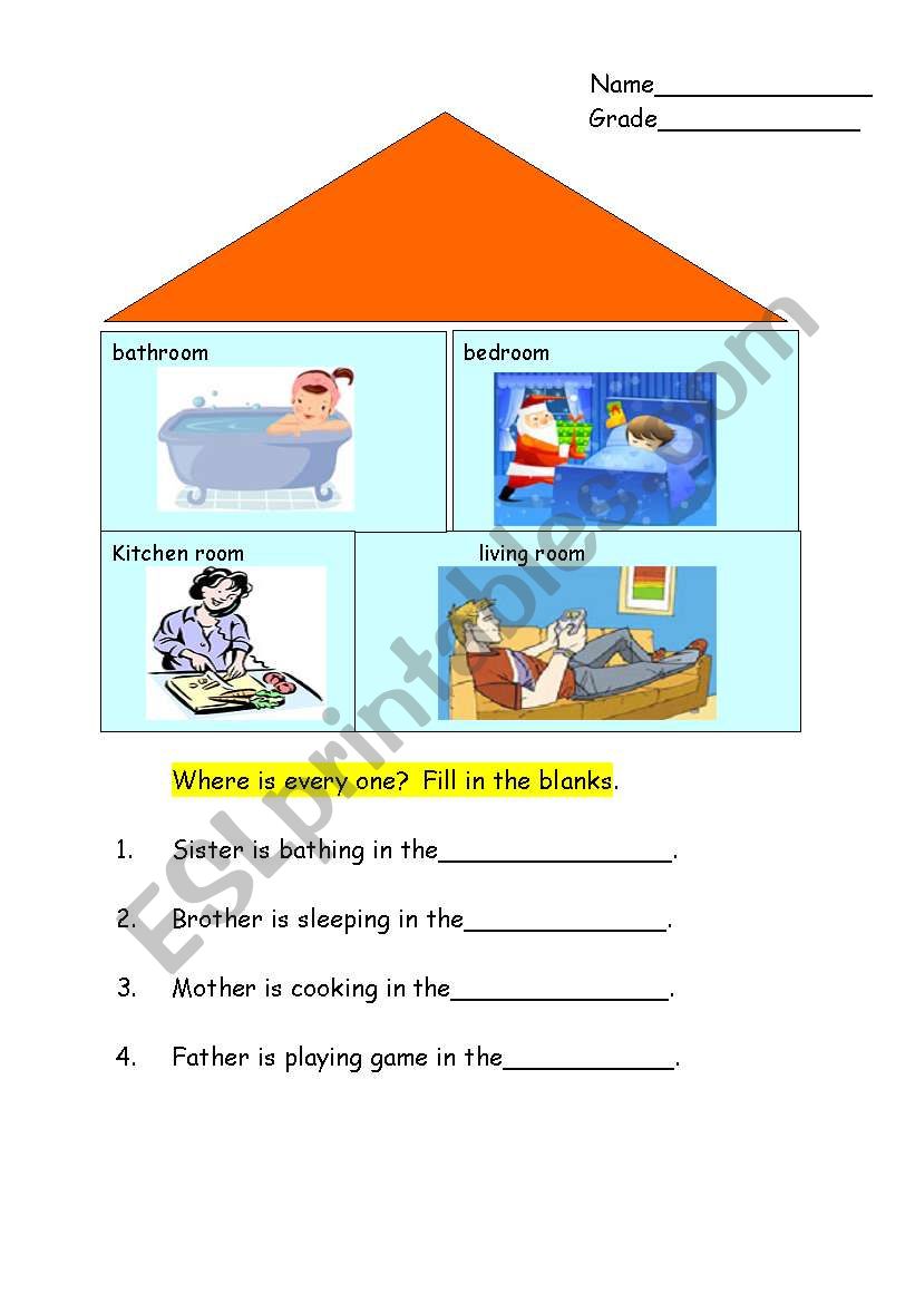 Room in a house worksheet