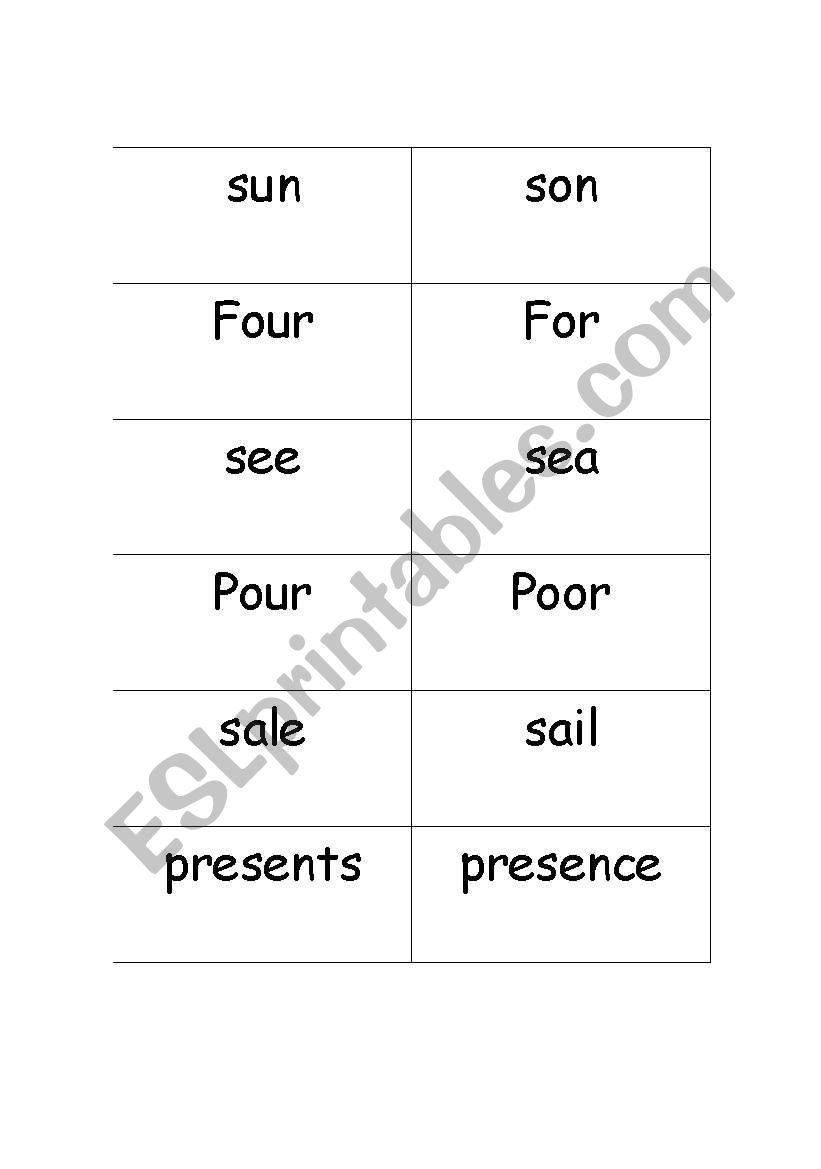 Matching Homonyms worksheet