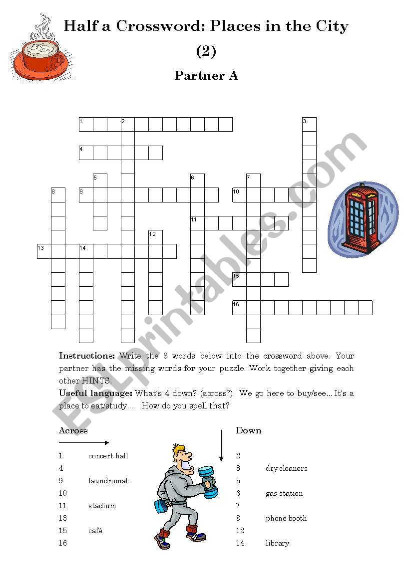 Half a Crossword: Places in the City (2) pairwork