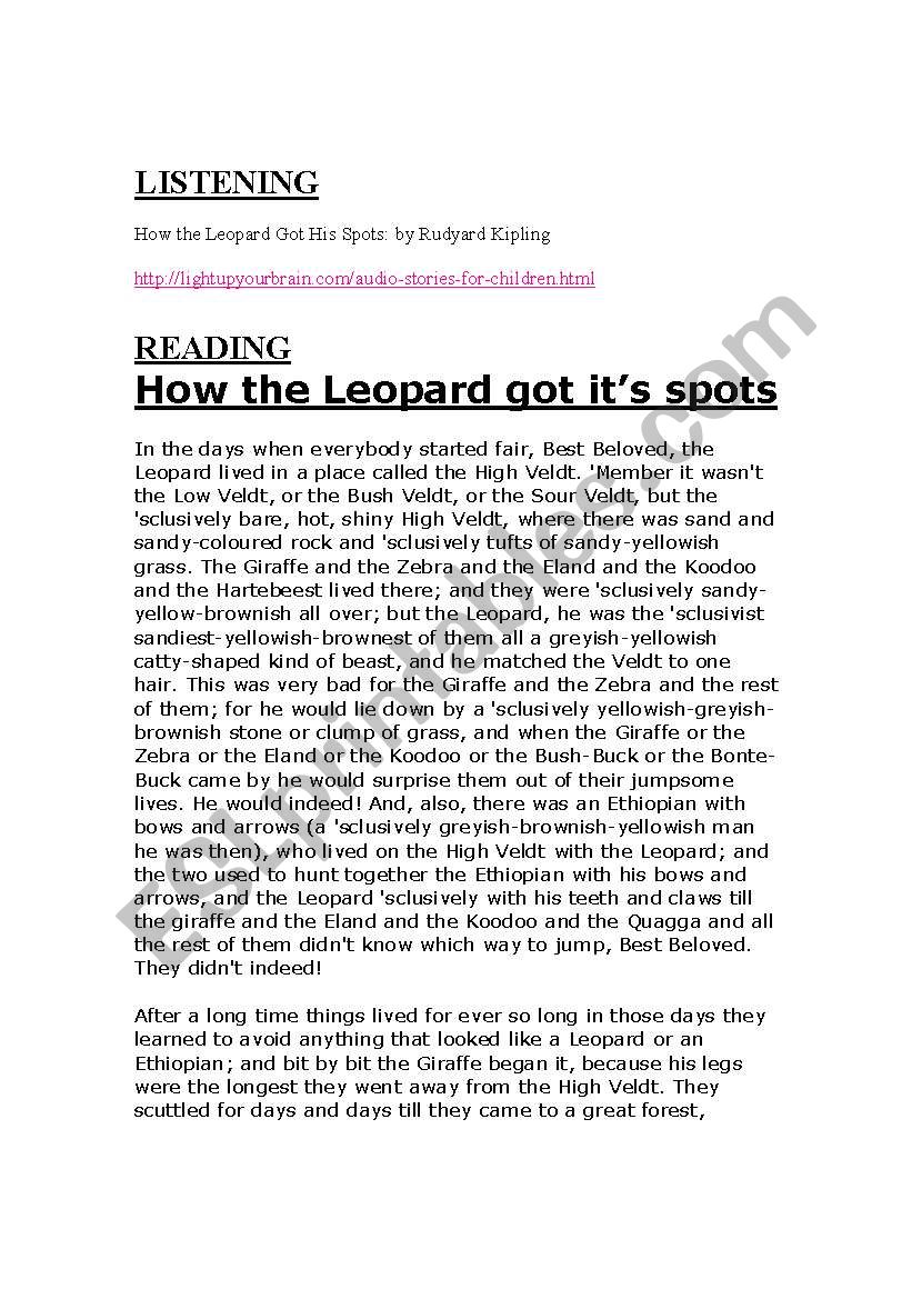 How the Leopard got itÂ´s spots