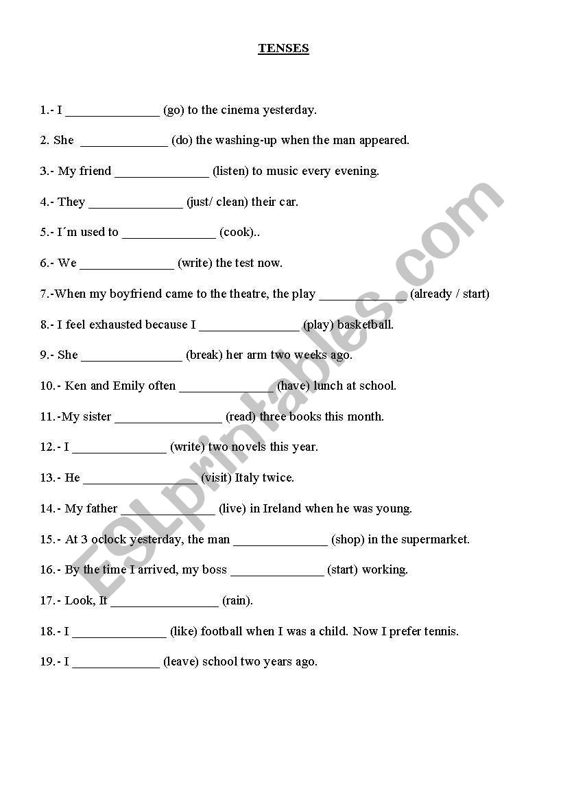 mixed tenses worksheet