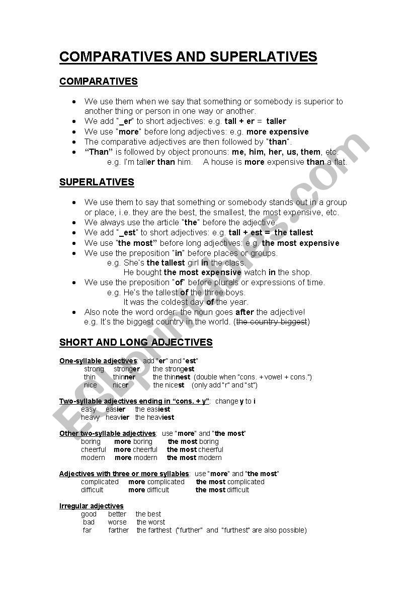 Practical notes on comparatives & superlatives