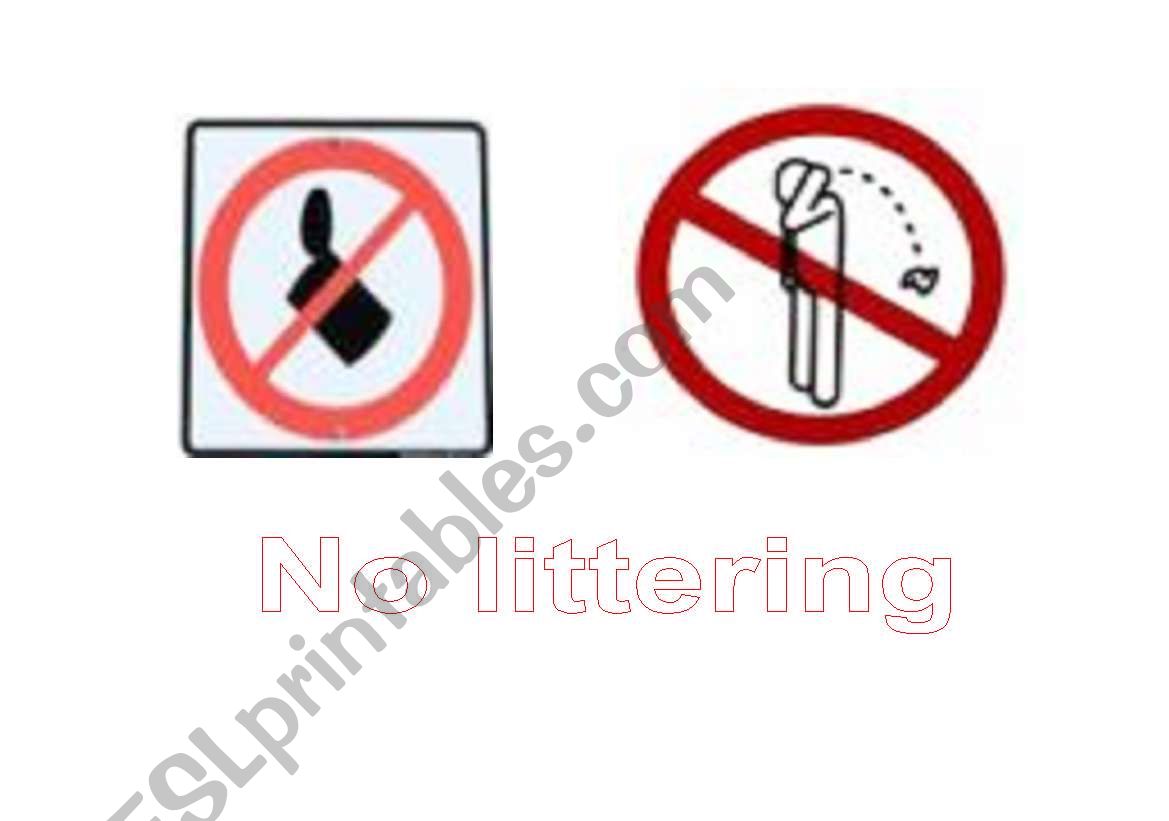 no littering worksheet