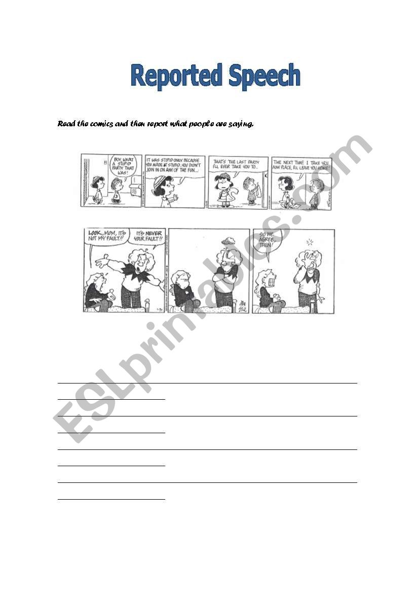 Reported Speech worksheet