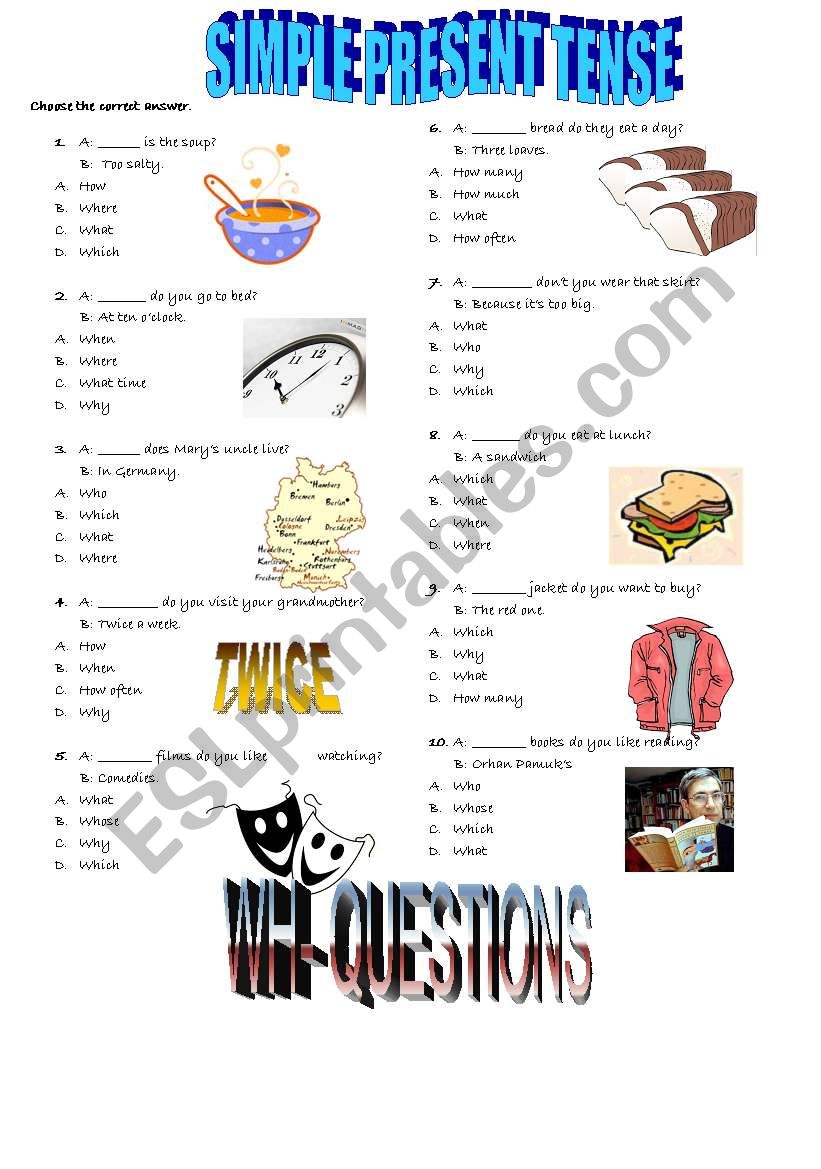 SIMPLE PRESENT TENSE worksheet