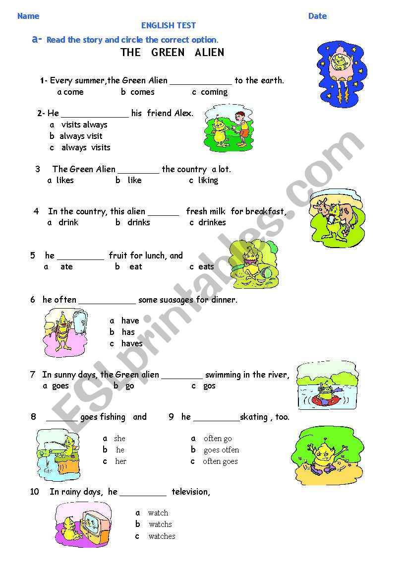 5th Test worksheet