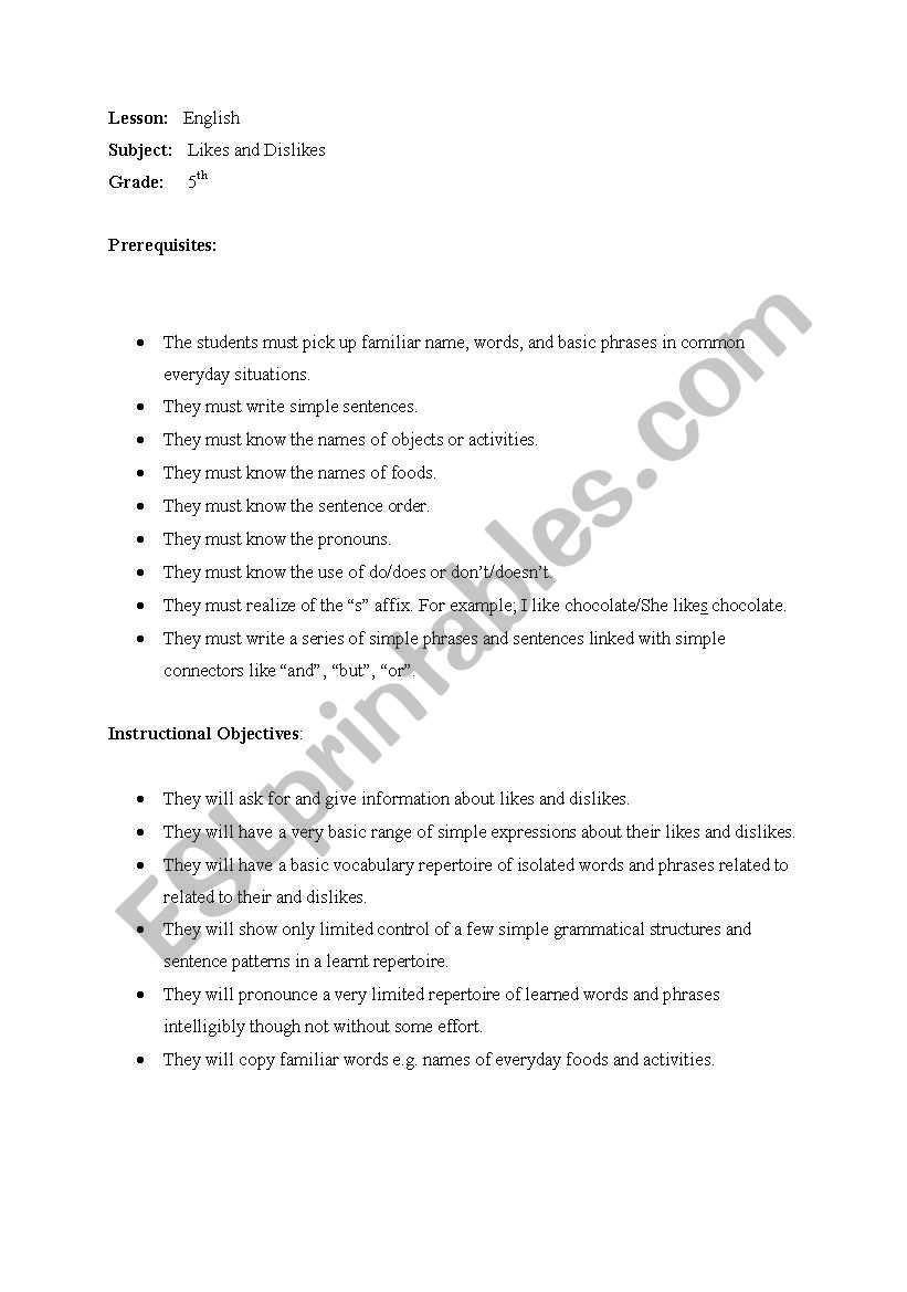 lesson plan worksheet