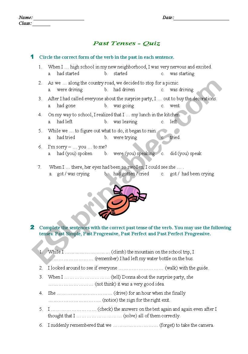 Past Tenses - Quiz worksheet