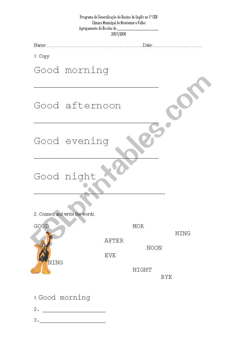 Greetings worksheet