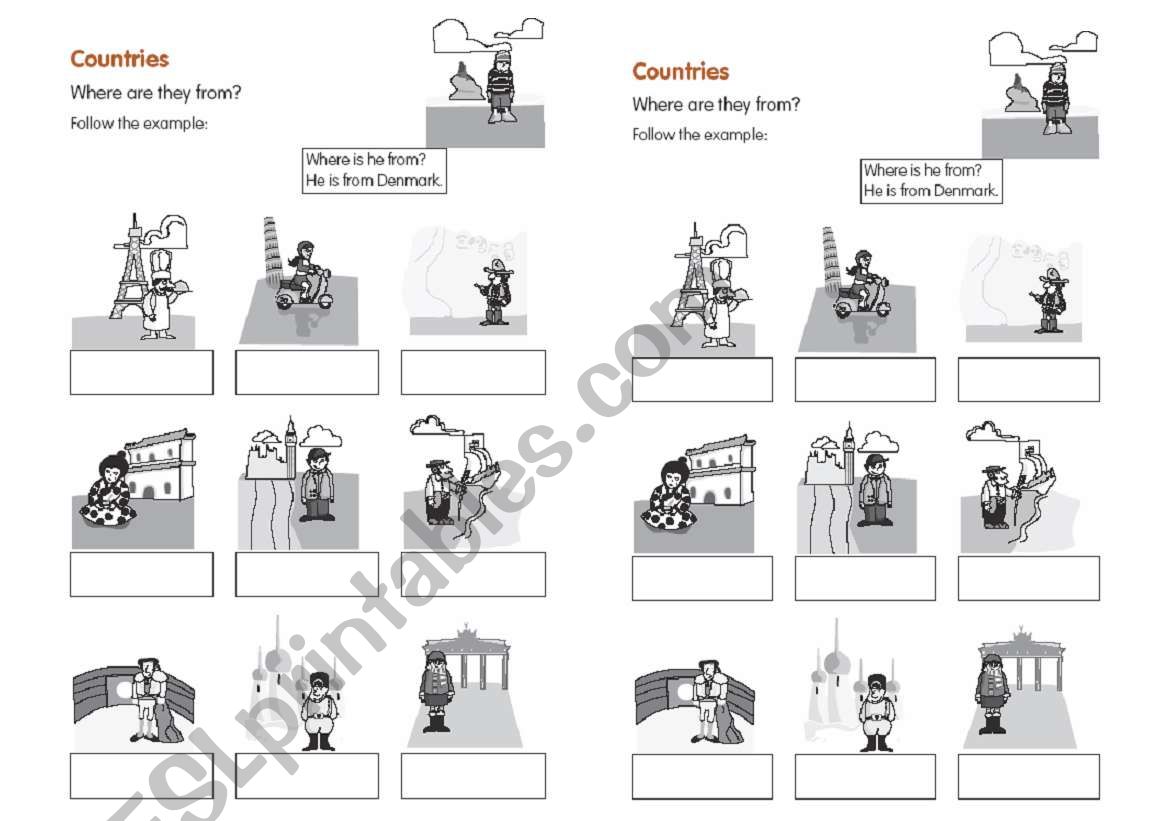 Countries worksheet