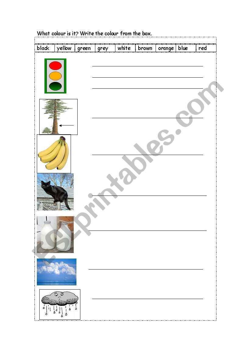 colours worksheet