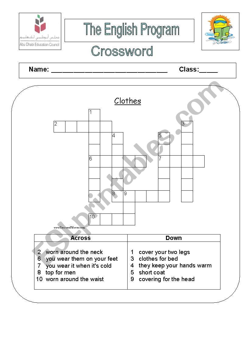 clothes worksheet