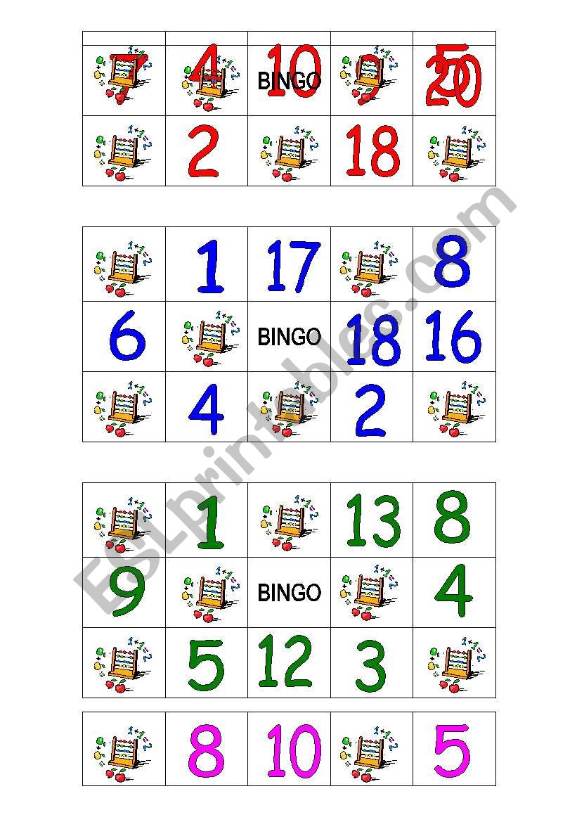 Bingo worksheet