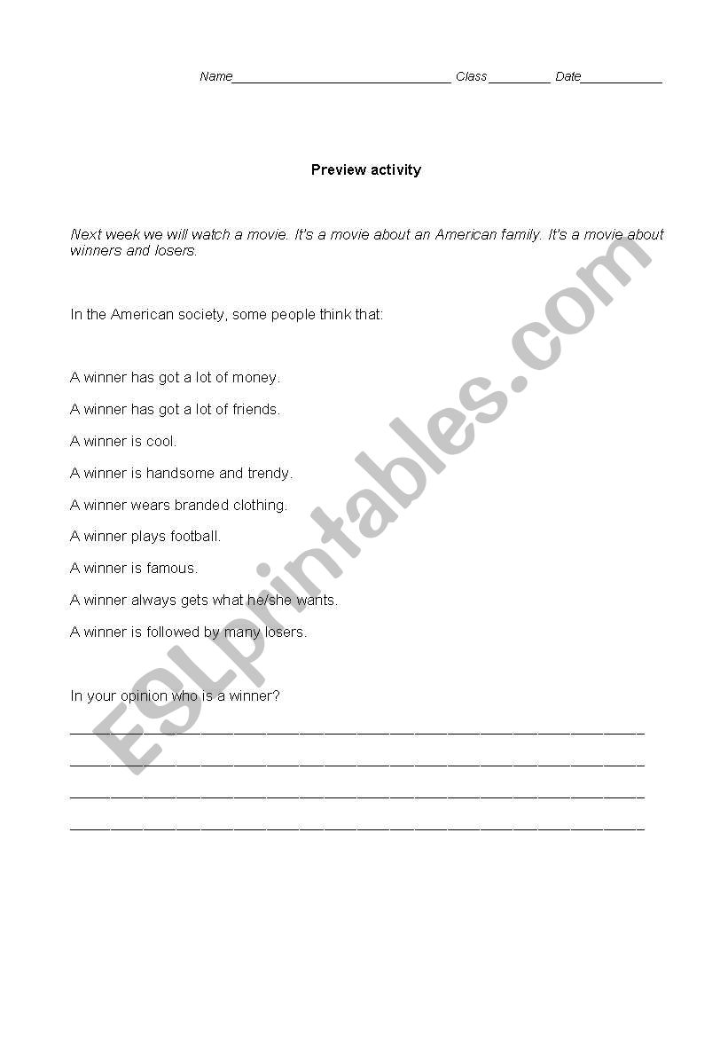 Miss Little Sunshine Preview Activity Sheet