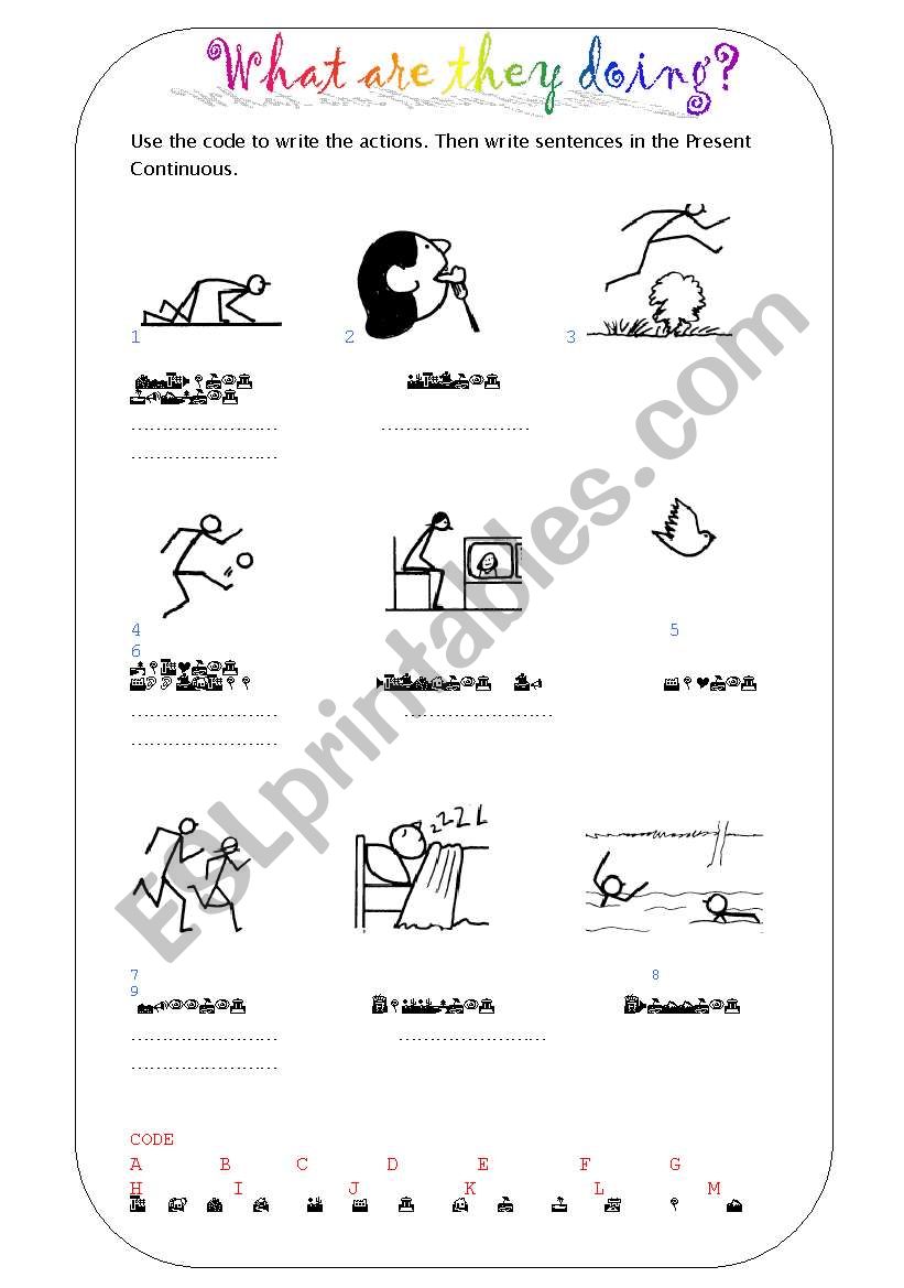 Present continuous actions worksheet