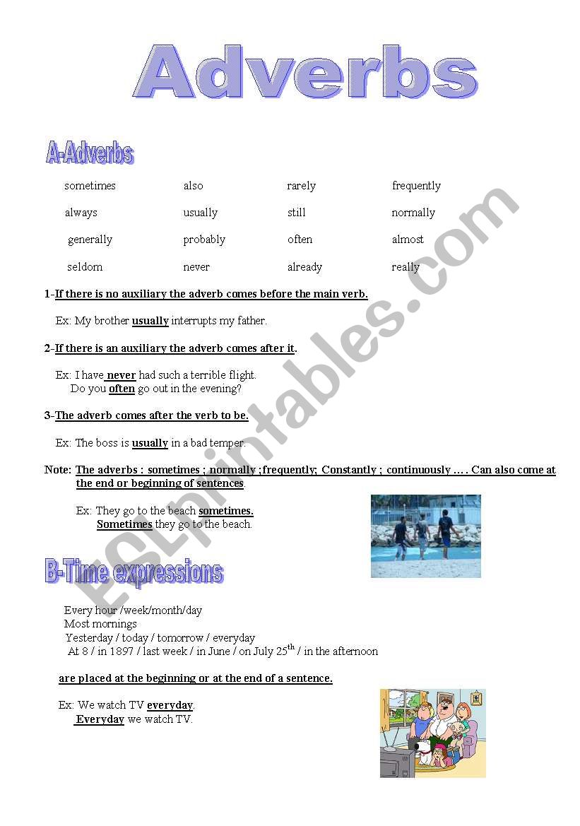 Adverbs worksheet