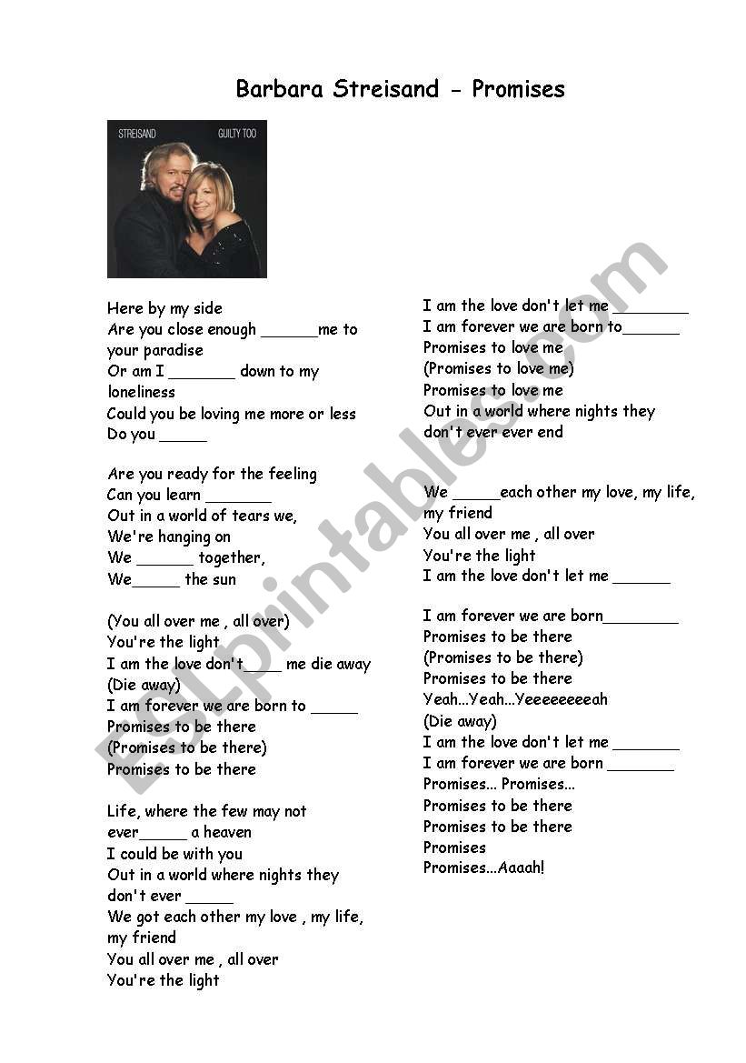 Promises - Barbra Streisand worksheet