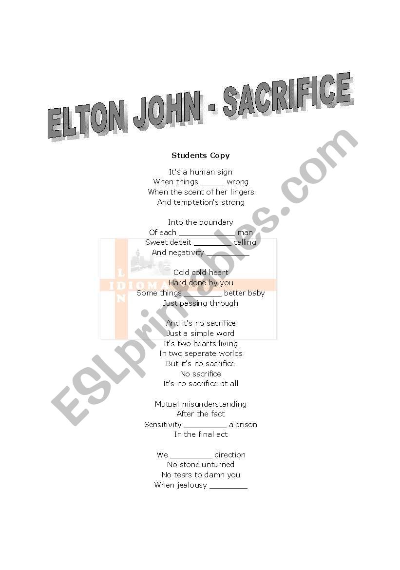 Elton John - Sacrifice - Lyrics 