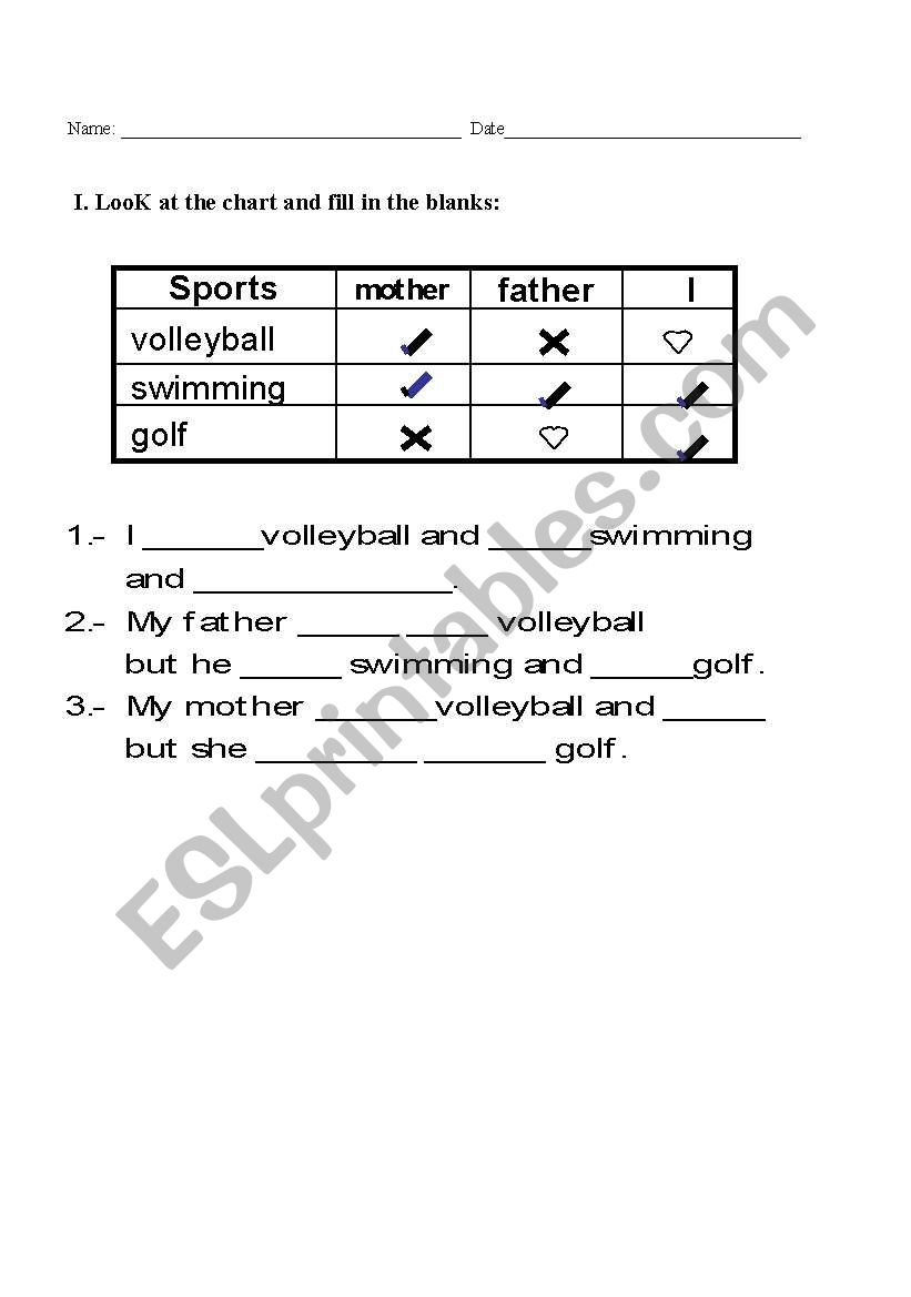 Likes and dislikes worksheet