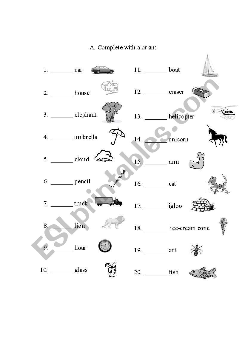 A or An? worksheet