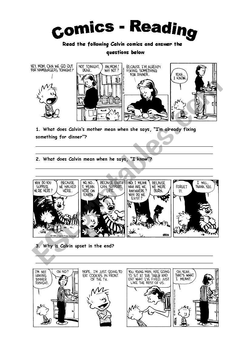 Comics - Reading Activity worksheet