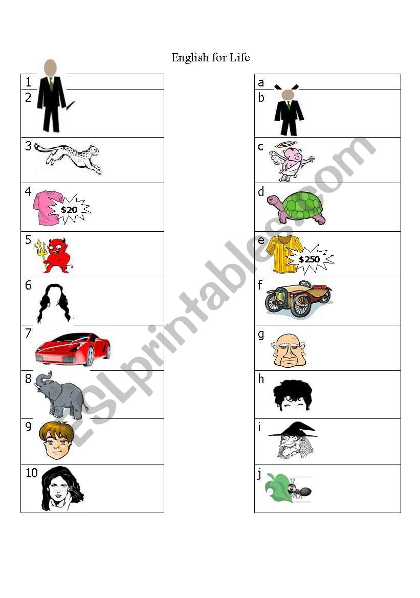 Adjectives and their opposites