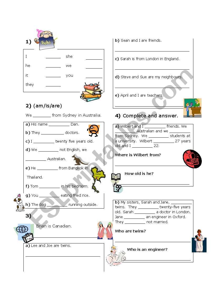 Verb to be worksheet