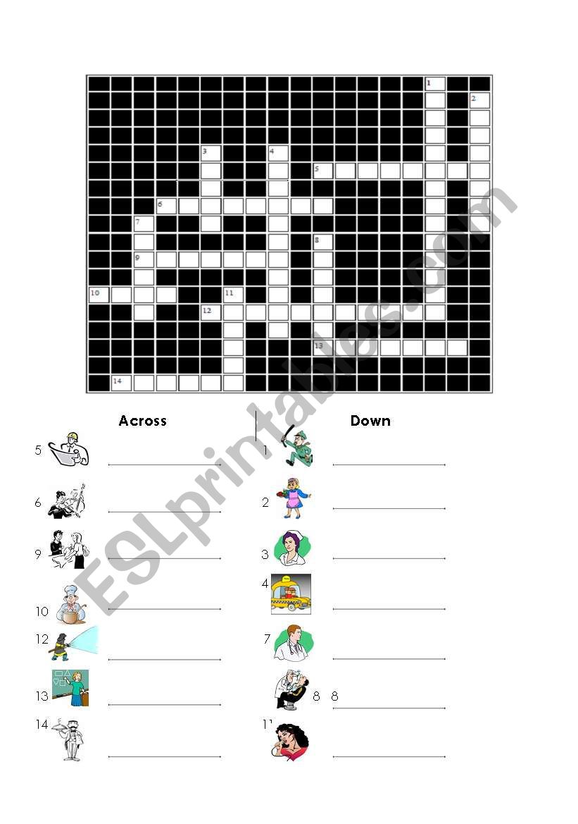 Jobs Crossword worksheet