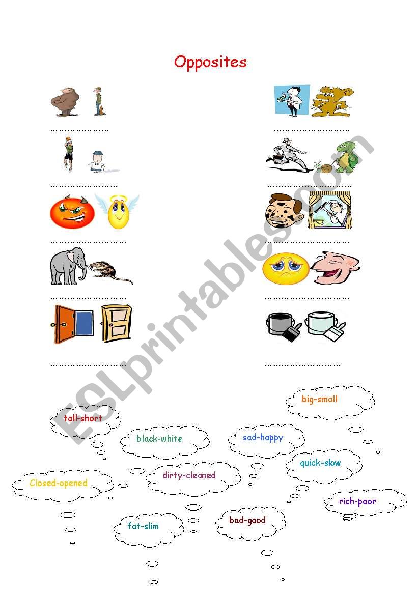 opposites worksheet