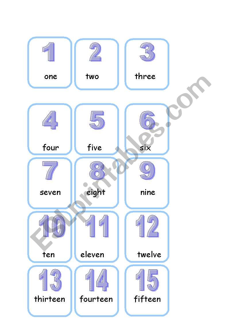 Numbers 1-20 - flashcards / set - ESL worksheet by hanah66