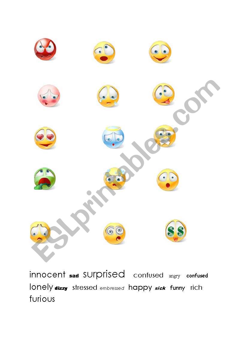 adjectives, some vocabulary help through emotications