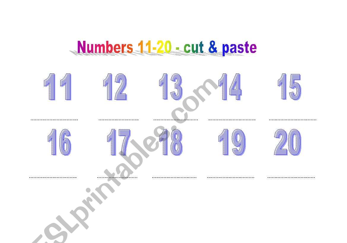 Numbers 11-20 - cut & paste worksheet