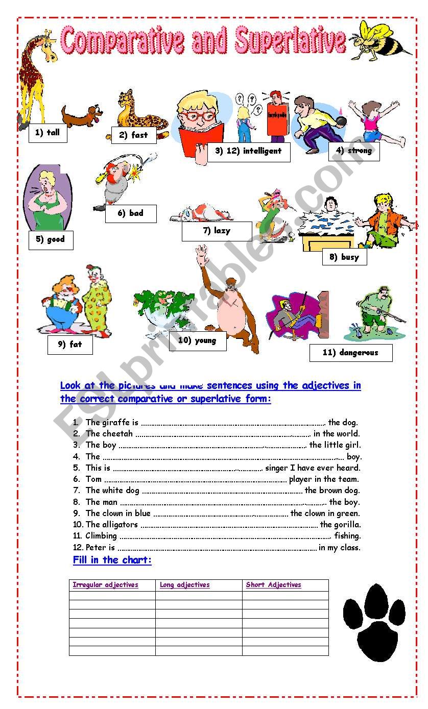 English Grammar Comparative And Superlative Exercises Pdf Exercise Poster