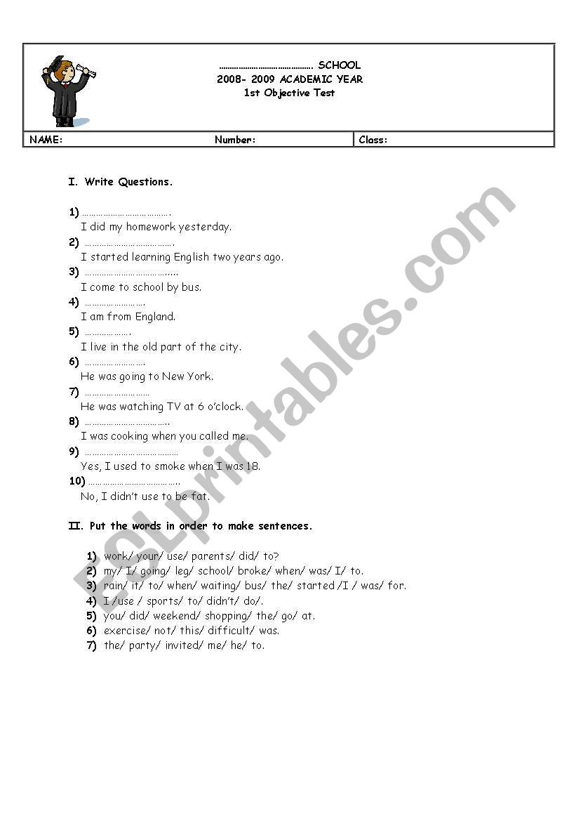 Quiz worksheet