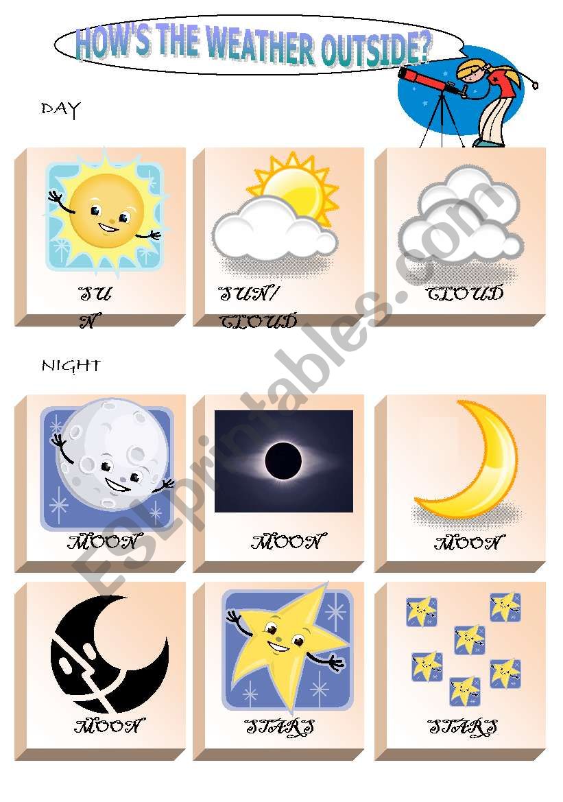 Sky objects board  worksheet