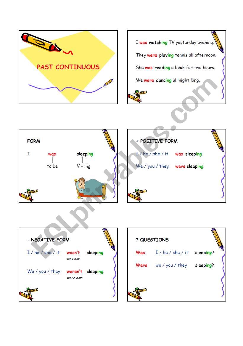 PAST CONTINUOUS handout worksheet