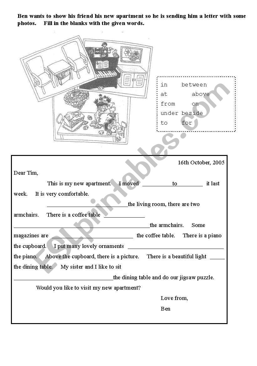 Preposition worksheet