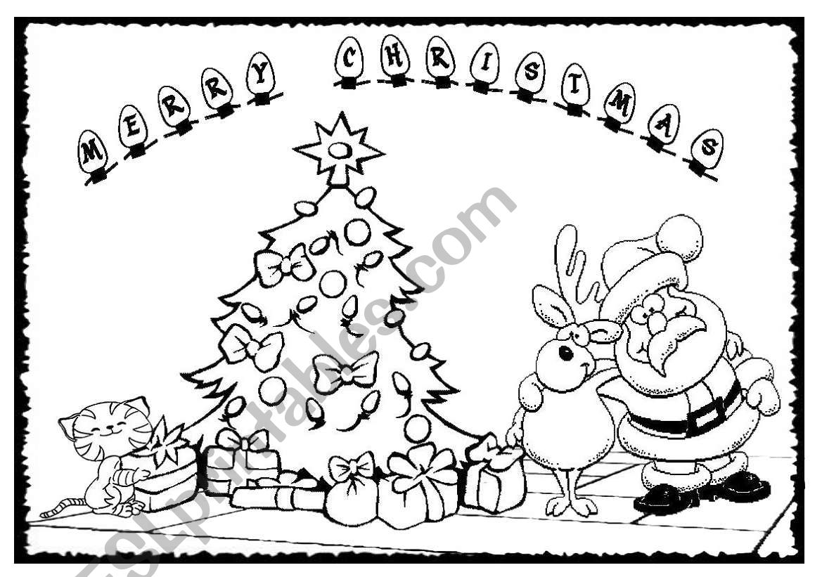 CHRISTMAS COLORING PICTURE 2 - ESL worksheet by hadazedi