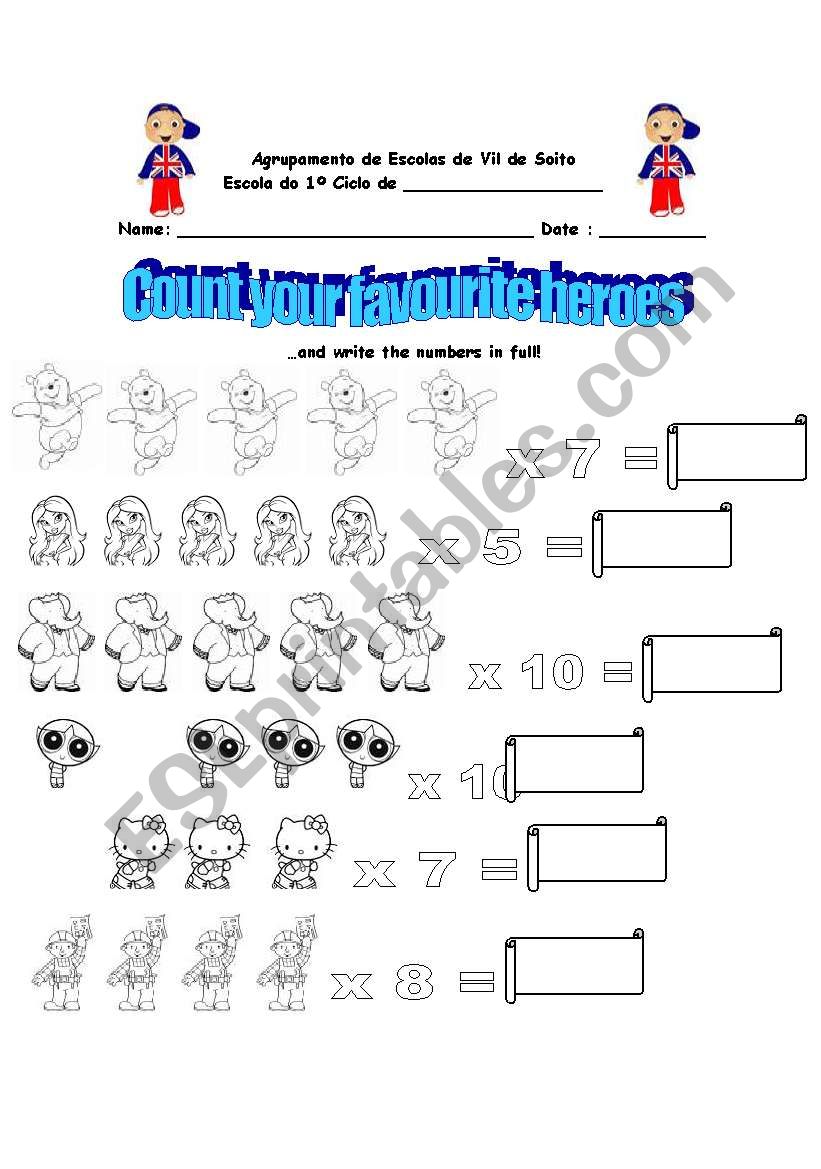 Count your favourite heroes worksheet