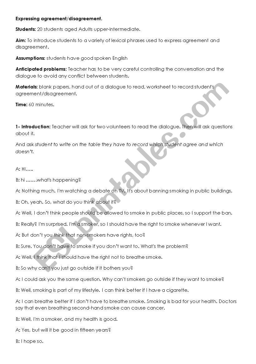 expressing agreement and disagreement