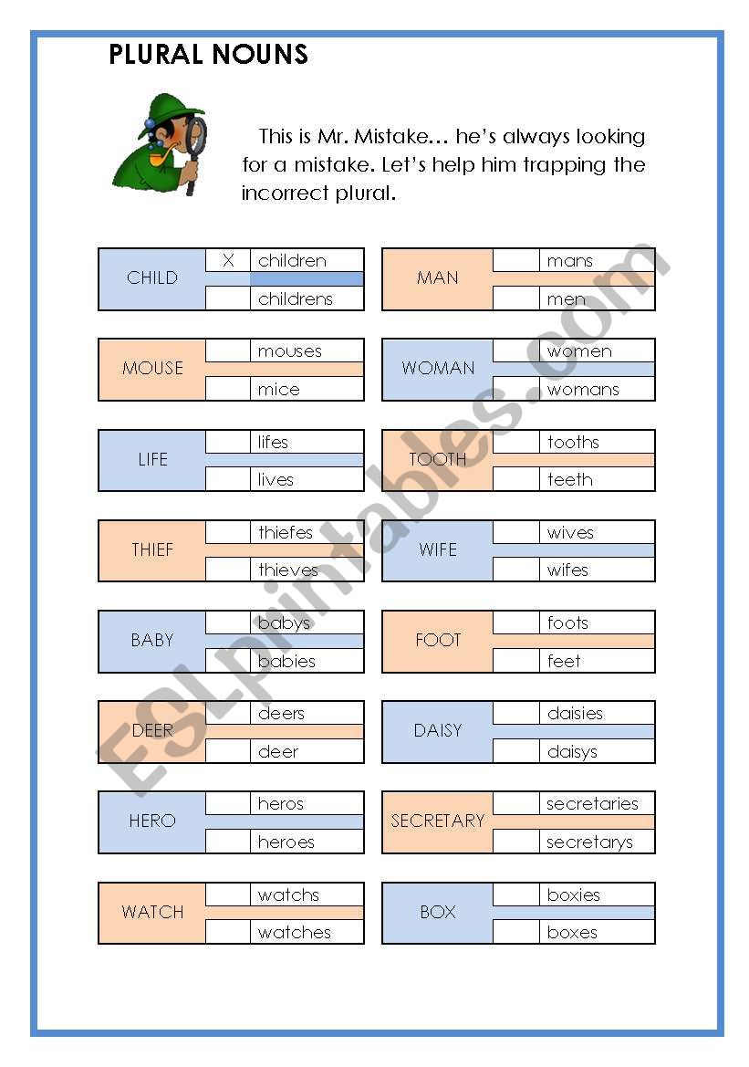 PLURAL NOUNS worksheet