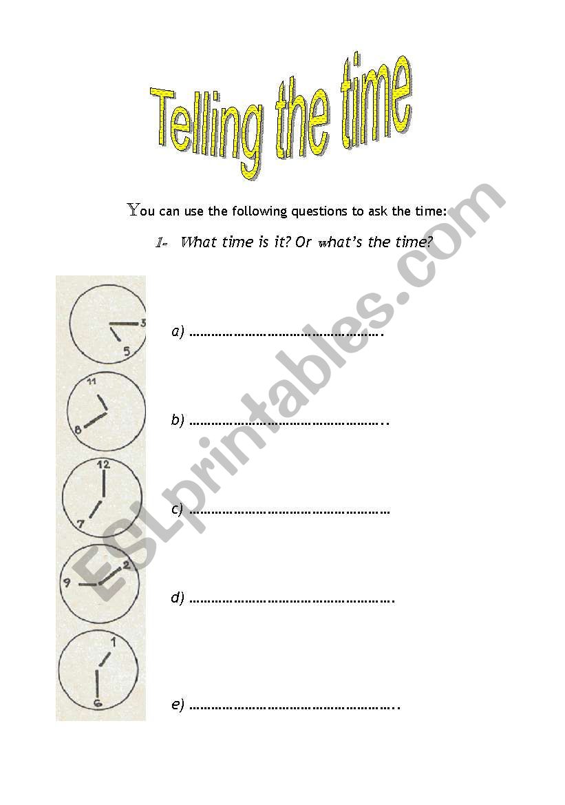 The Time worksheet