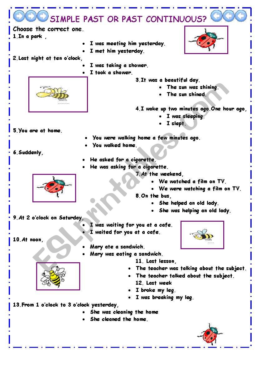 SIMPLE PAST OR PAST CONTINUOUS